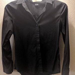 Theory Black Button Down Larrissa Blouse Size M